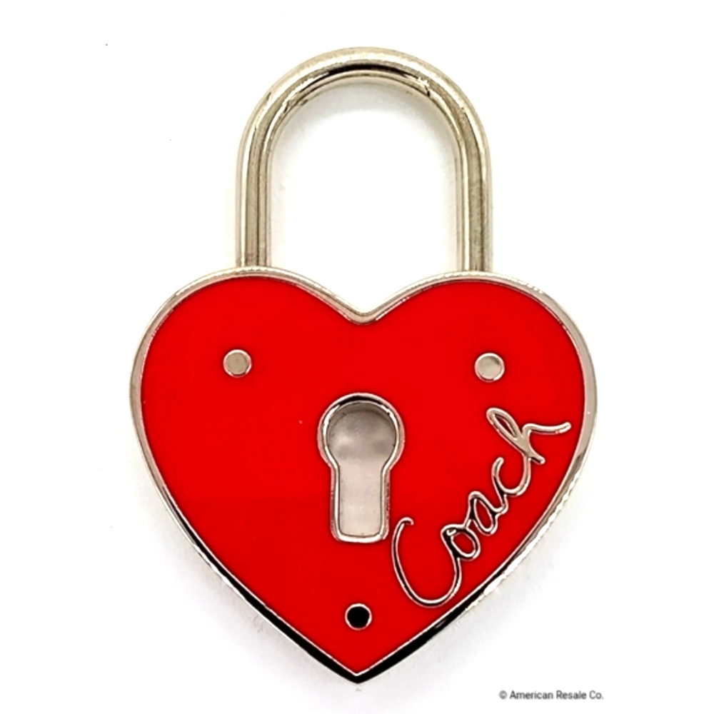 Vintage COACH Red Enamel Heart Lock Love Keychain Purse Fob charm. - Picture 4 of 8